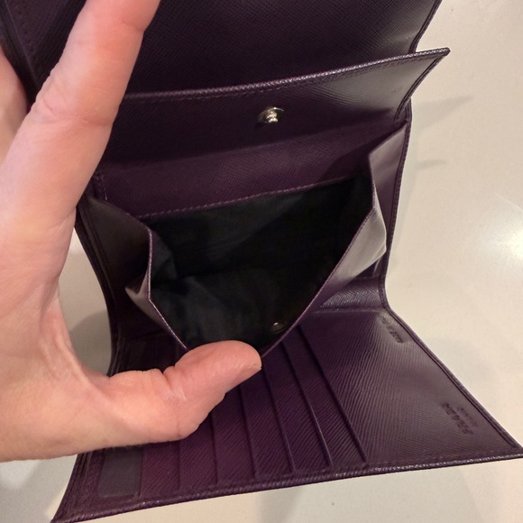 Prada Purple Saffiano Leather Compact Wallet - Plum - Picture 4 of 4
